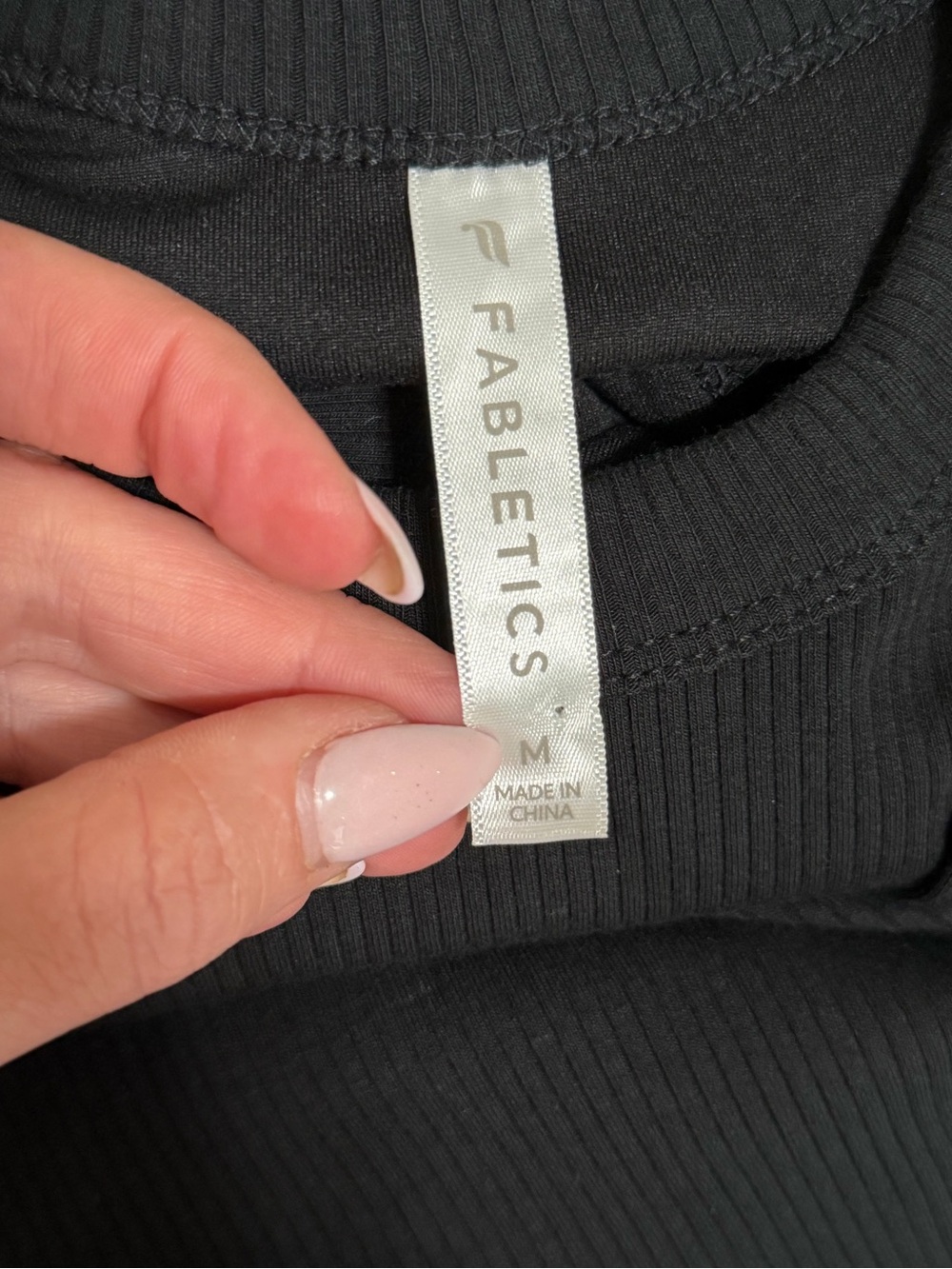 Fabletics Black Ribbed Racerback Tank Top with Built in Bra - Picture 2 of 6
